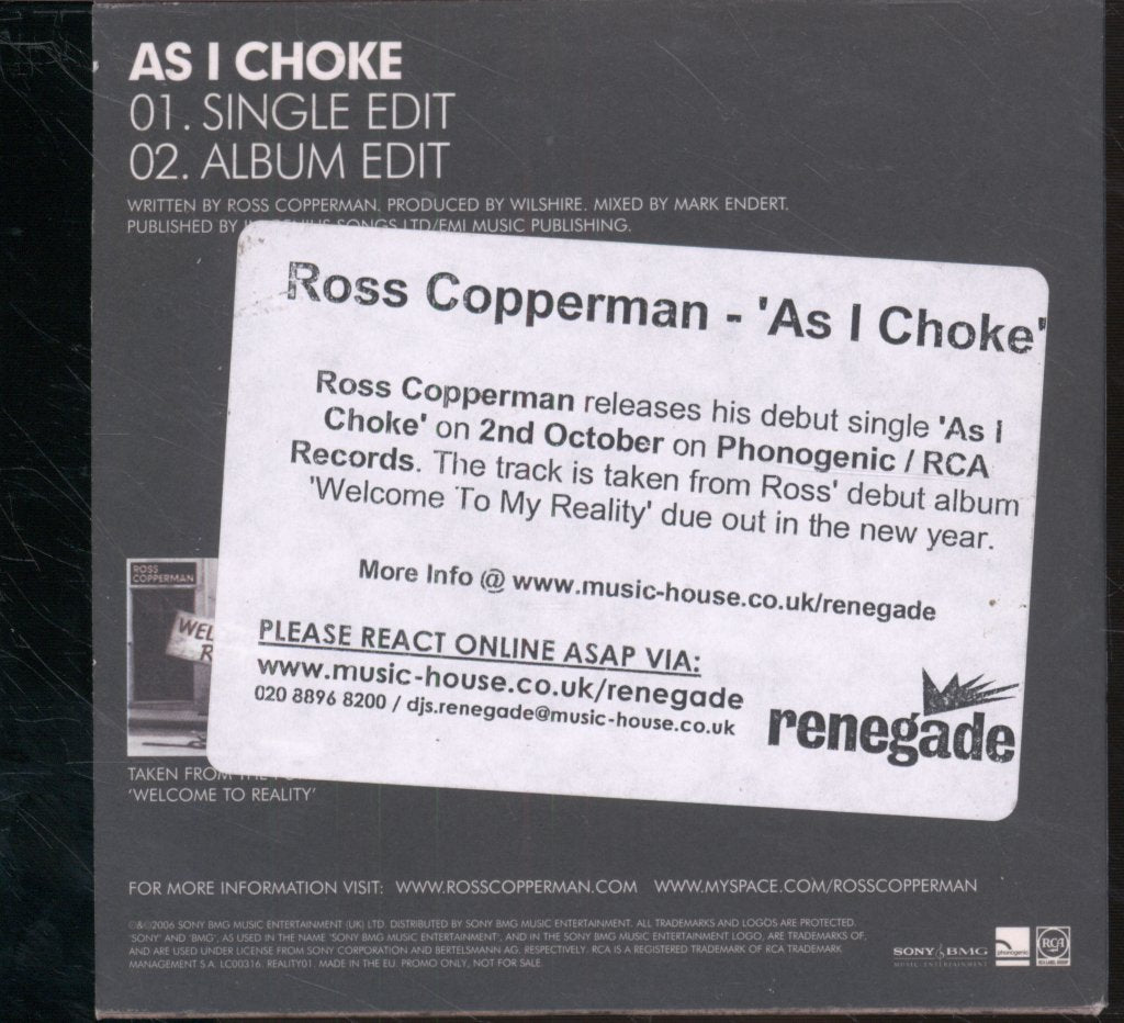 Ross Copperman - As I Choke - Cd