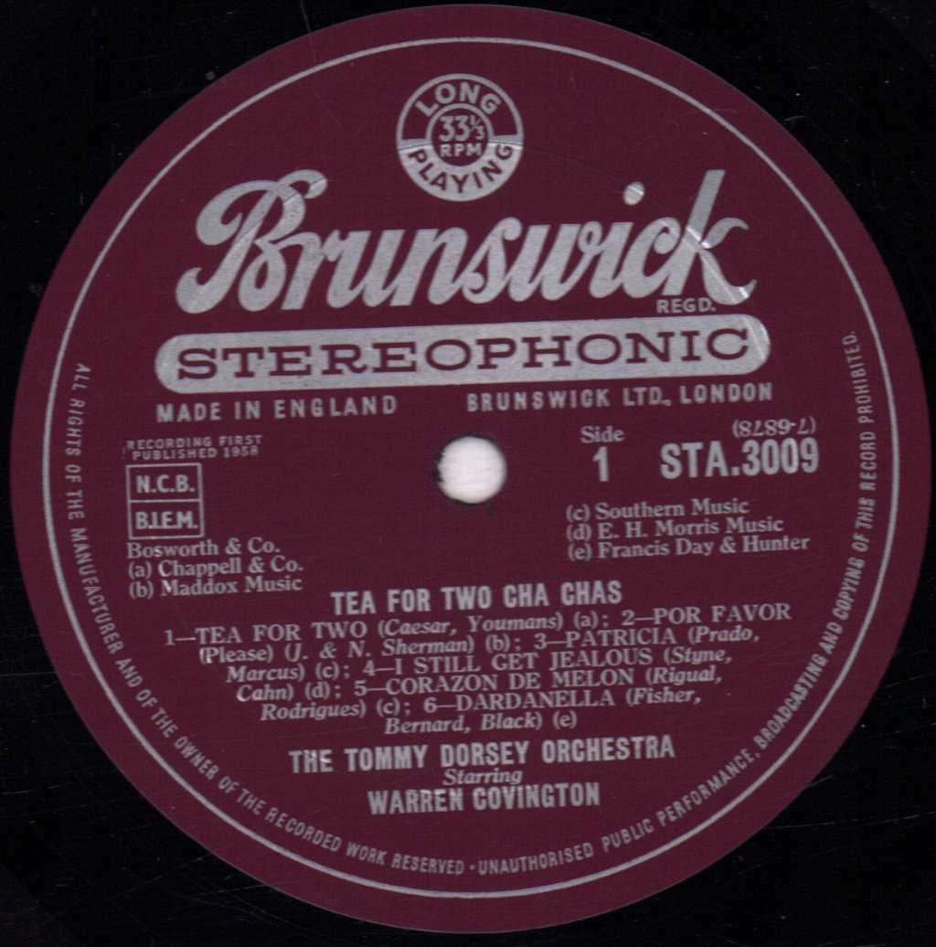 Tommy Dorsey Orchestra Starring Warren Covington - Tea For Two Cha Chas - Lp