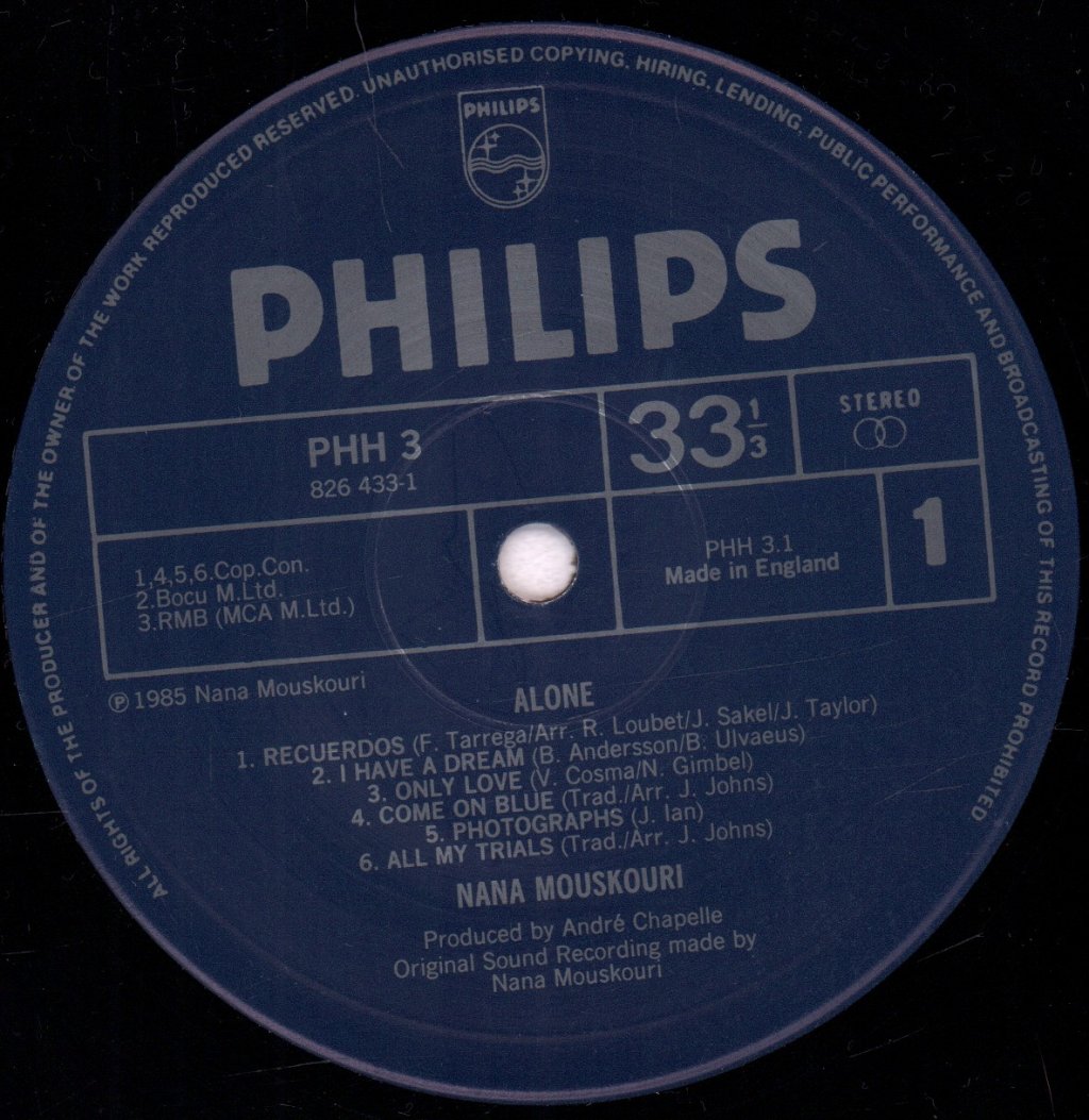 Nana Mouskouri - Alone - Lp