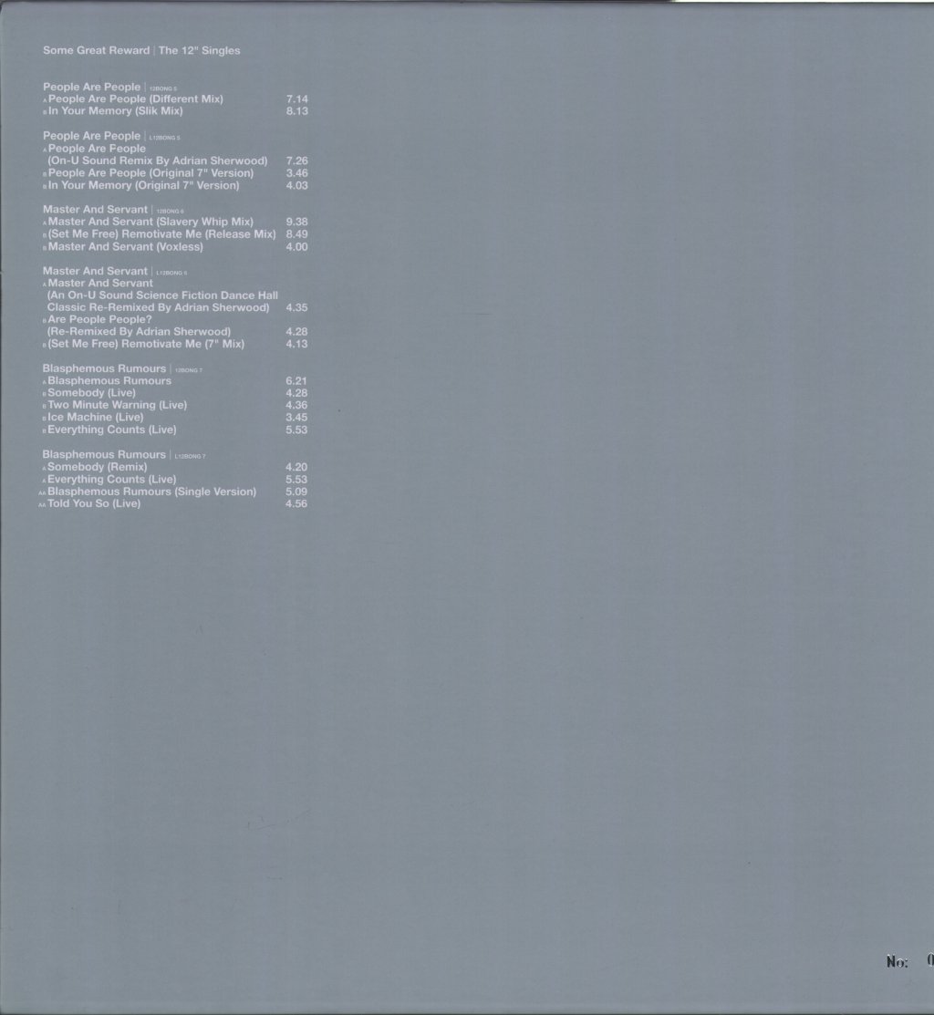 Depeche Mode - Some Great Reward | The 12" Singles - 12 Inch Set