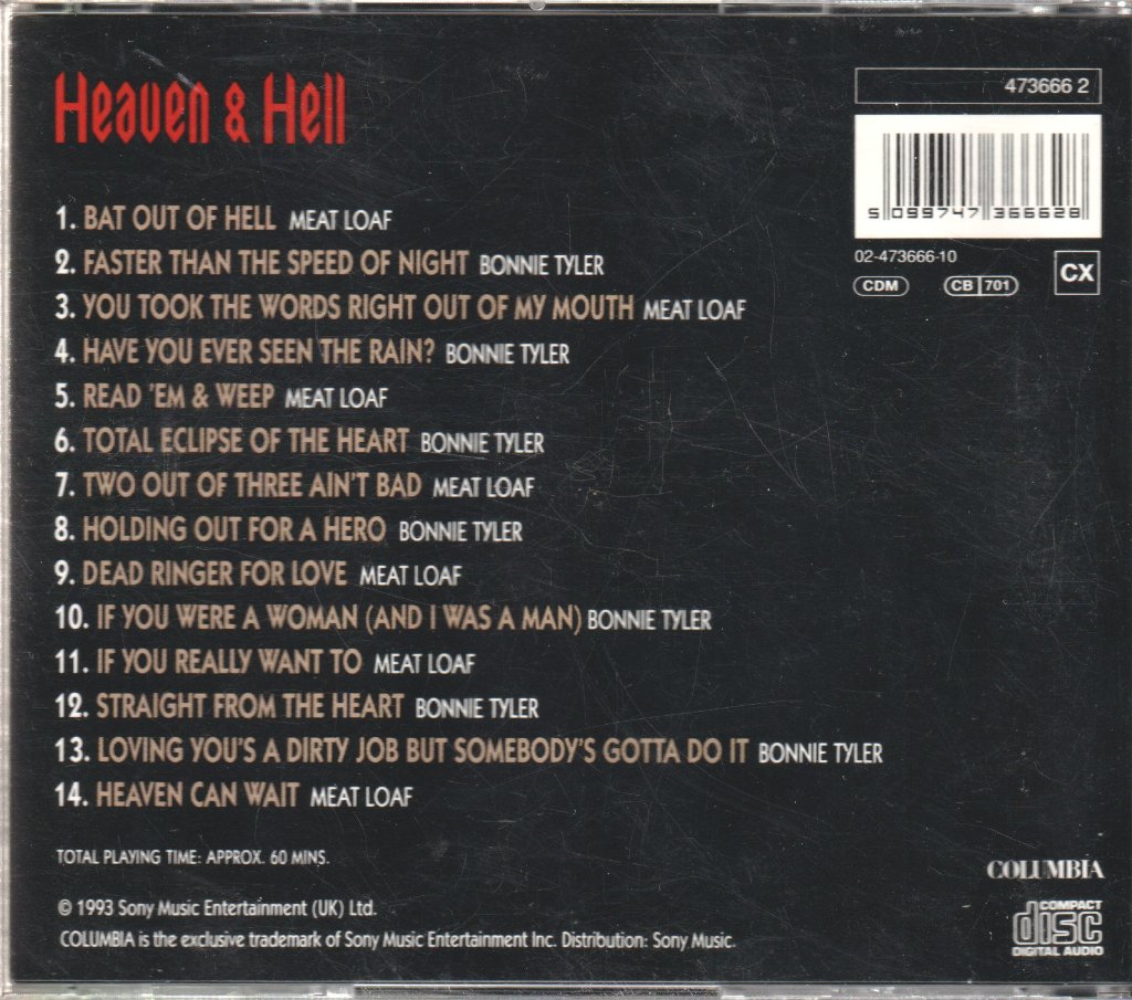 Meat Loaf And Bonnie Tyler - Heaven And Hell - Cd