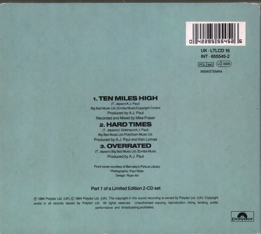 Little Angels - Ten Miles High - Cd