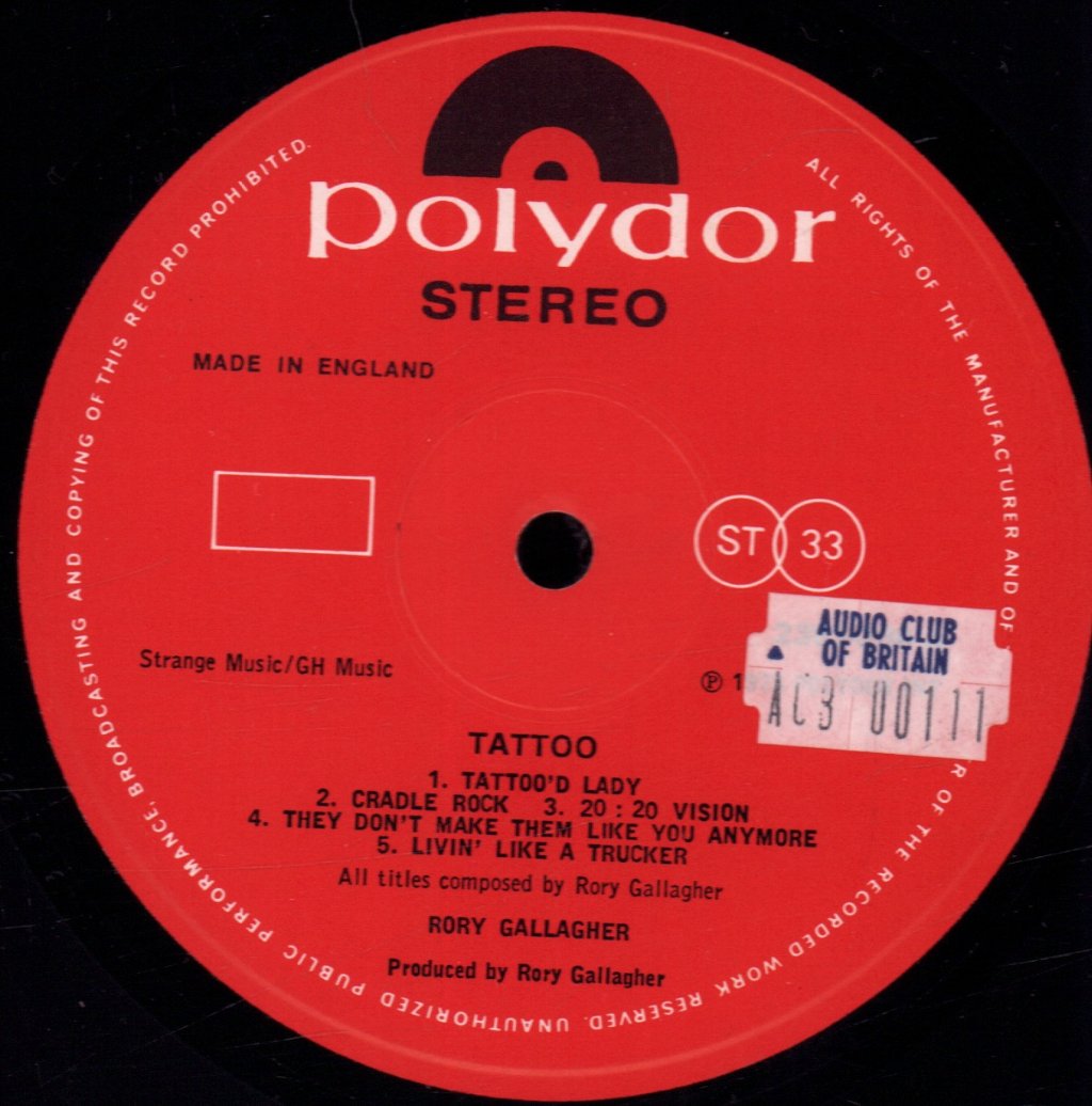 Rory Gallagher - Tattoo - Lp