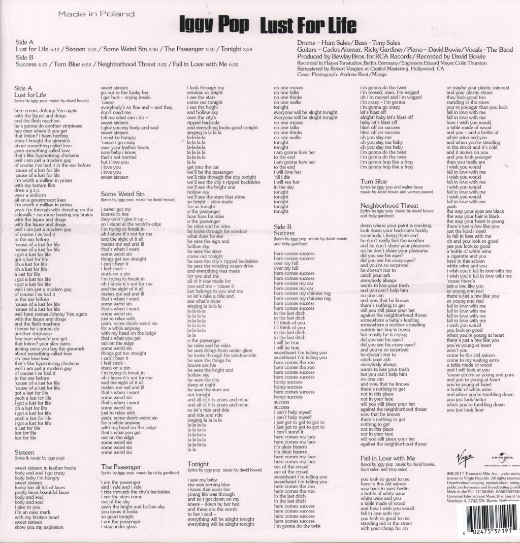 Iggy Pop - Lust For Life - Lp