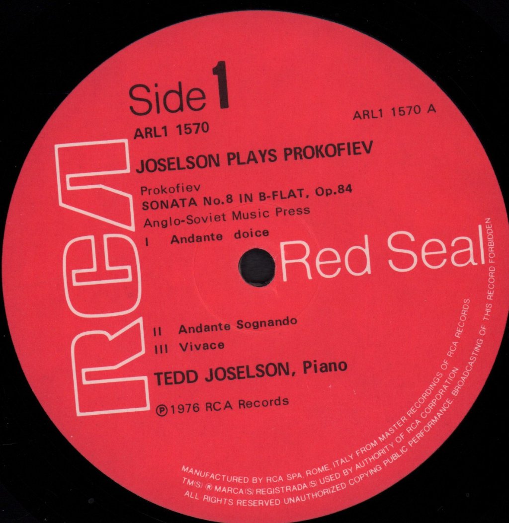 Joselson Plays Prokofieff - Sonata No.2/No.8 - Lp