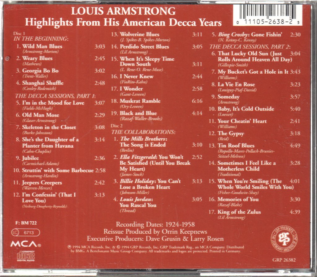 Louis Armstrong - Highlights From His American Decca Years - Double Cd