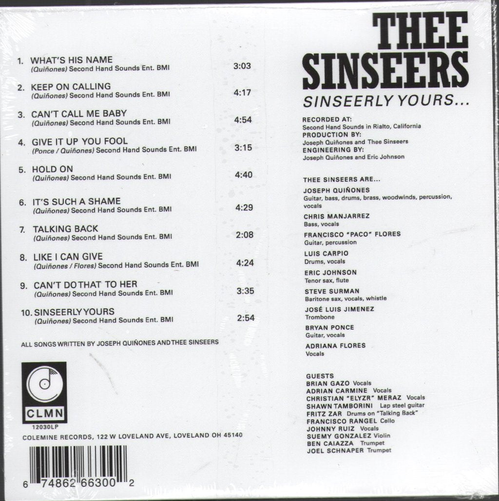 Thee Sinseers - Sinseerly Yours... - Cd