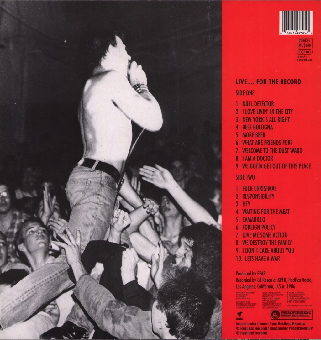 Fear - Live... For The Record - Lp
