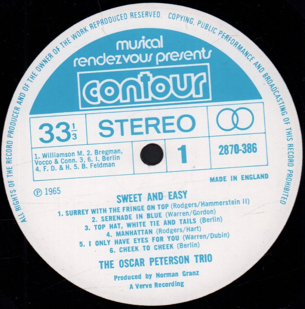 Oscar Peterson Trio - Sweet And Easy - Lp