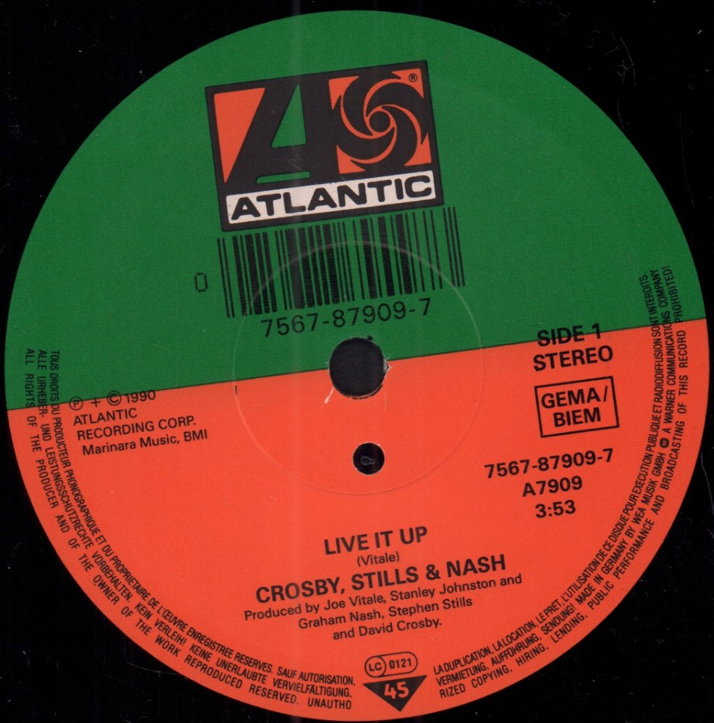 Crosby Stills And Nash - Live It Up - 7 Inch