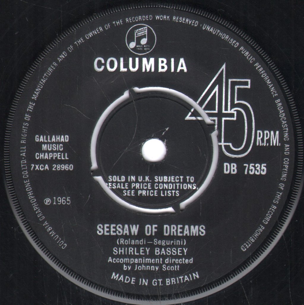 Shirley Bassey - No Regrets - 7 Inch