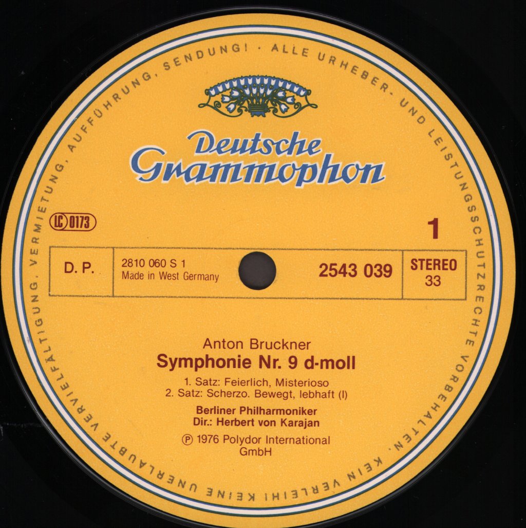 Herbert Von Karajan / Berliner Philharmoniker - Bruckner - Symphonie Nr. 9 - Lp