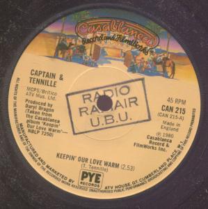 Captain And Tennille - Keepin' Our Love Warm - 7 Inch