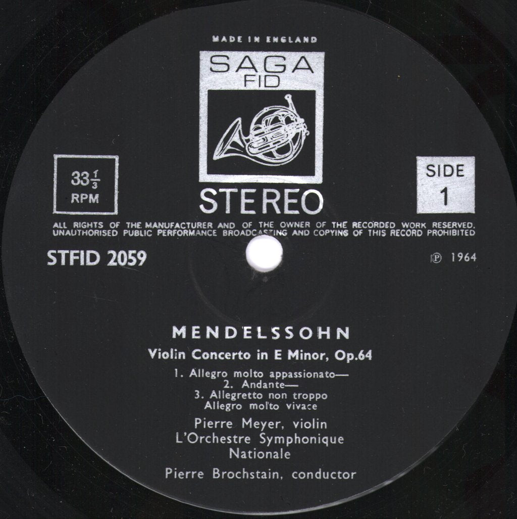 Pierre Meyer / L'Orchestre Symphonique Nationale / Pierre Brochstain - Mendelssohn - A Midsummer Nights Dream / Violin Concerto Opus 64 - Lp