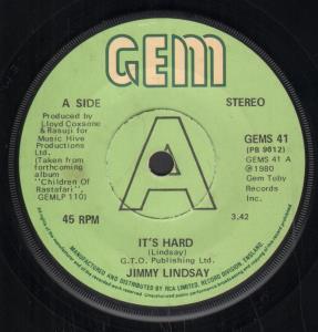 Jimmy Lindsay - It's Hard - 7 Inch