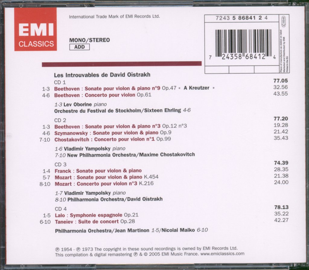 David Oistrach - Les Introuvables de David Oïstrakh - Cd Set