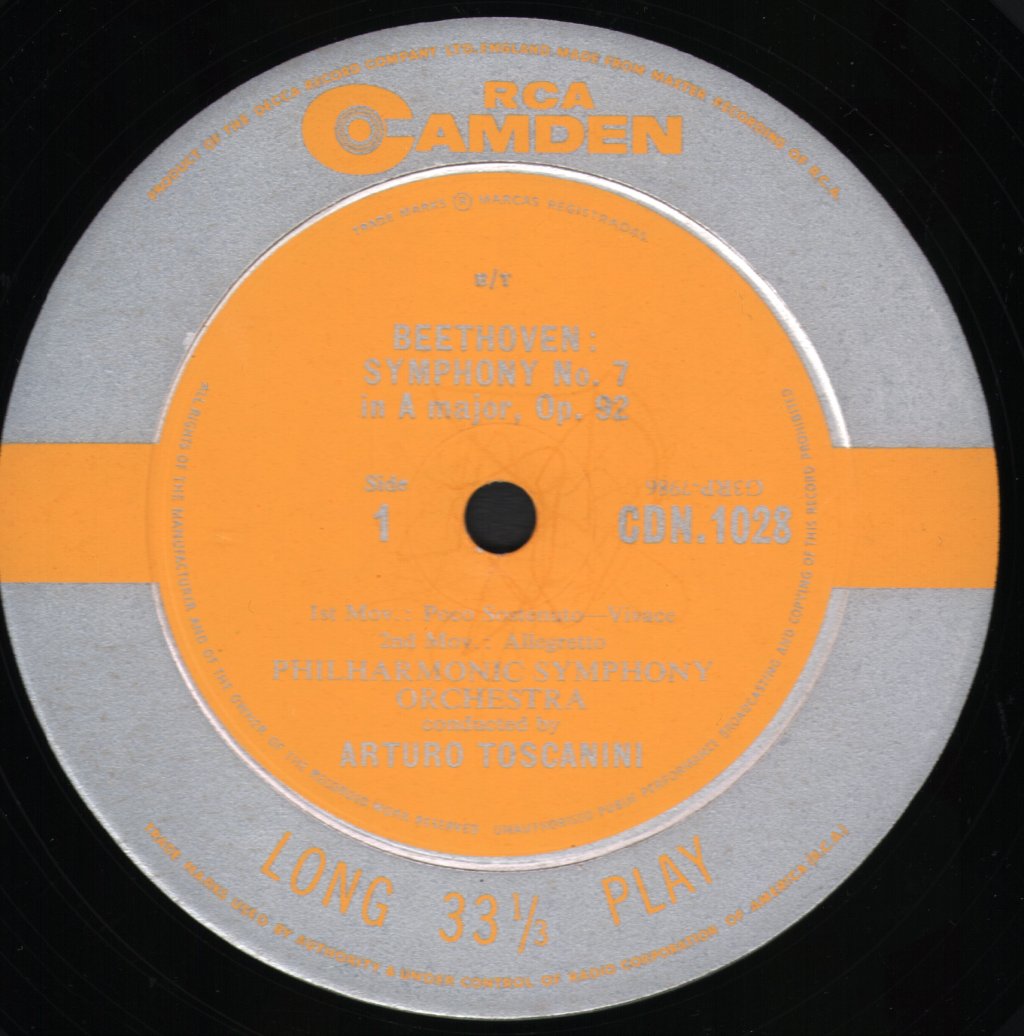 Arturo Toscanini / New York Philharmonic Orchestra - Beethoven - Seventh Symphony - Lp