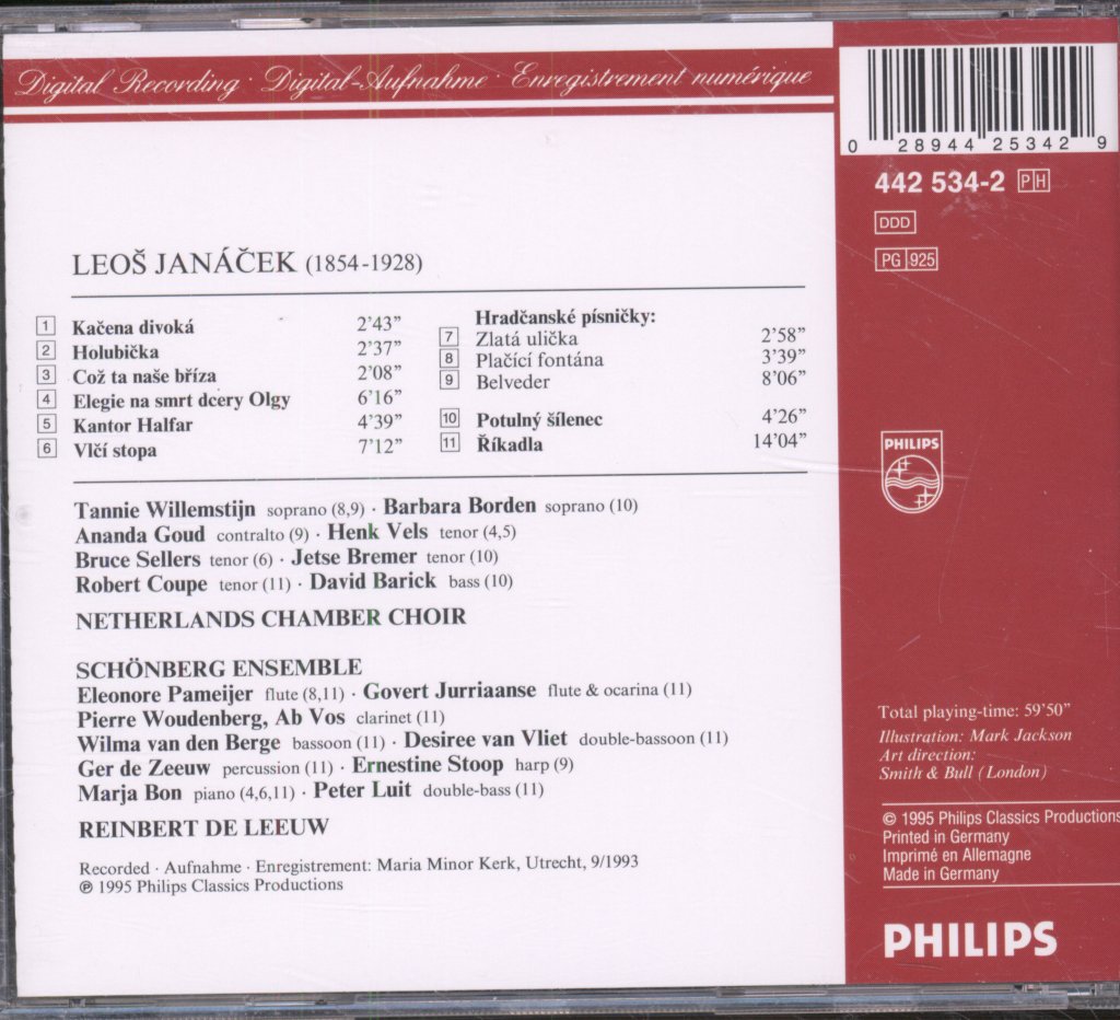 Netherlands Chamber Choir, Schönberg Ensemble, Reinbert de Leeuw - Janáček - Choral Works - Cd