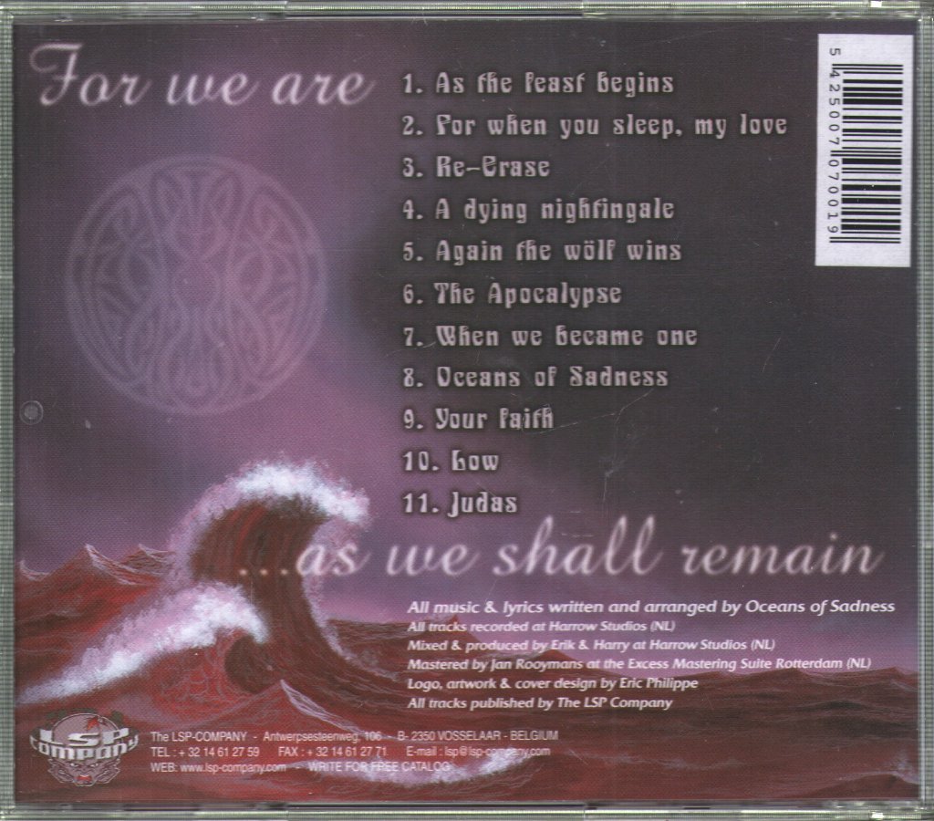 Oceans Of Sadness - For We Are - Cd