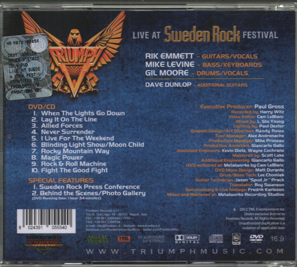 Triumph (Canadian Rock/Metal Group) - Live At Sweden Rock Festival - Cd/Dvd