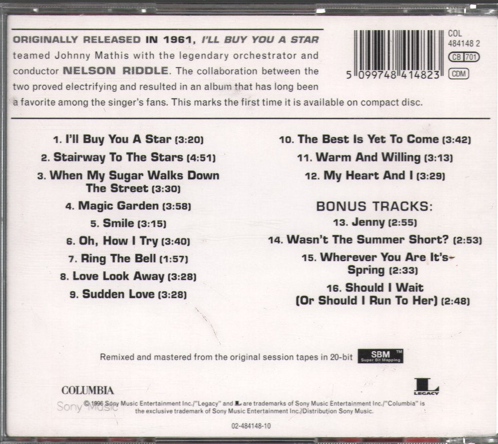 Johnny Mathis - I'll Buy You A Star - Cd