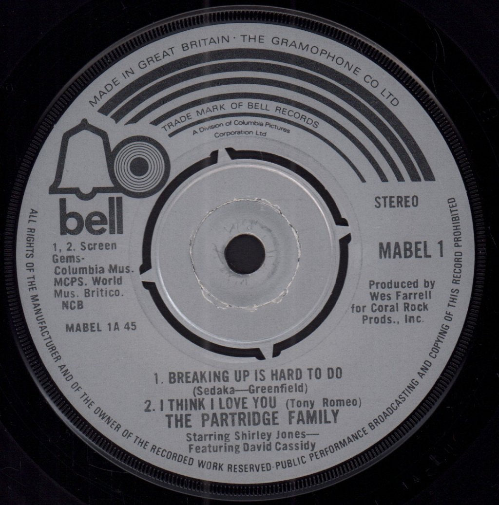 Partridge Family - Breaking Up Is Hard To Do - 7 Inch