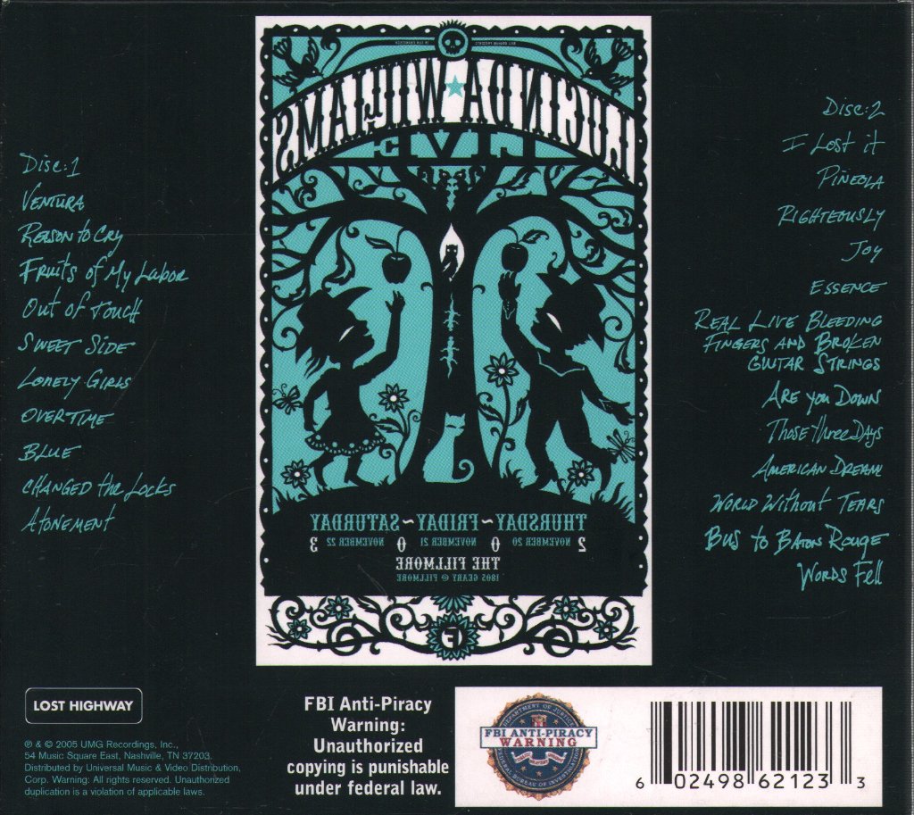 Lucinda Williams - Live @ The Fillmore - Double Cd