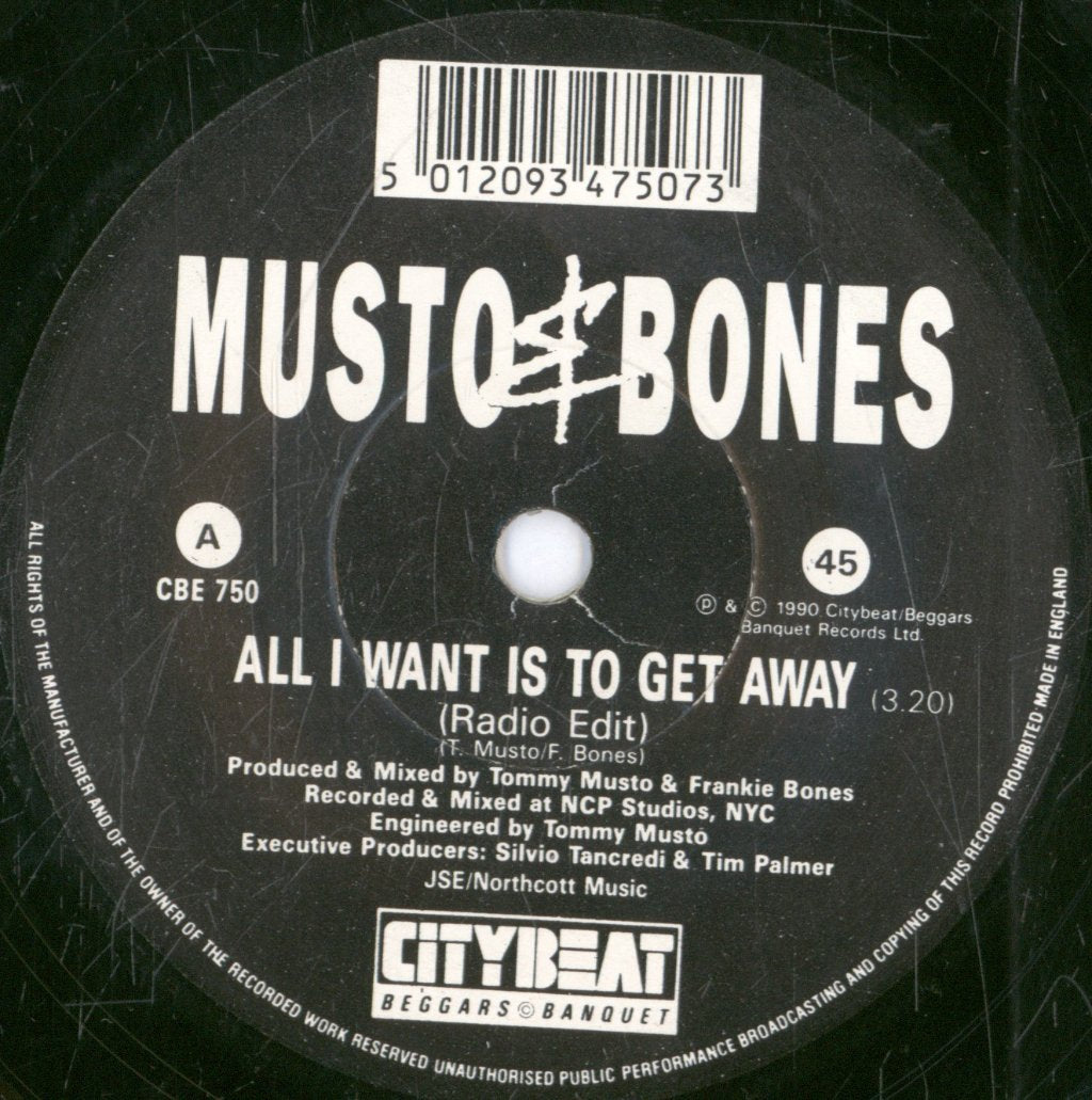 Musto And Bones - All I Want Is To Get Away - 7 Inch