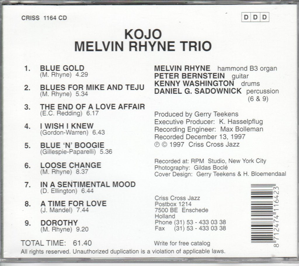 Melvin Rhyne Trio - Kojo - Cd
