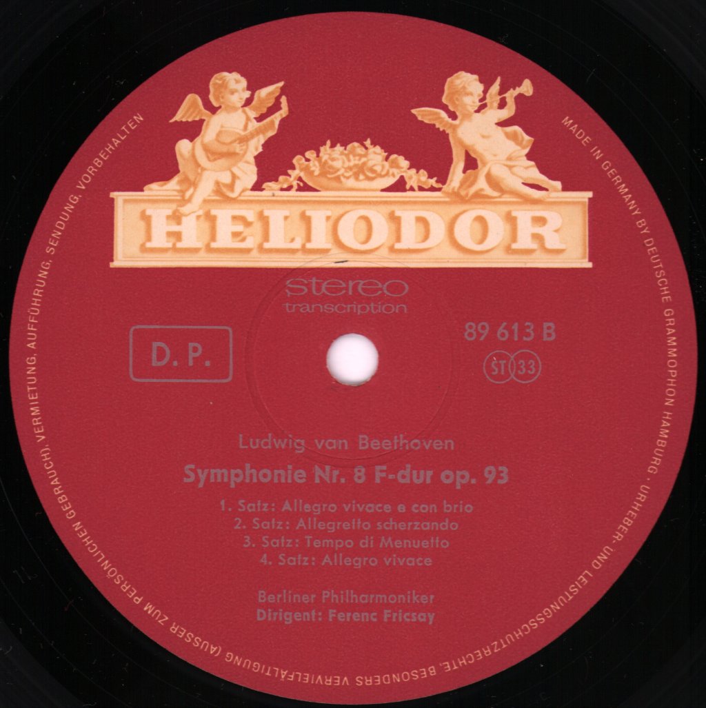 Ferenc Fricsay / Berlin Philharmonic Orchestra - Beethoven - Symphony No.1 & No.8 - Lp