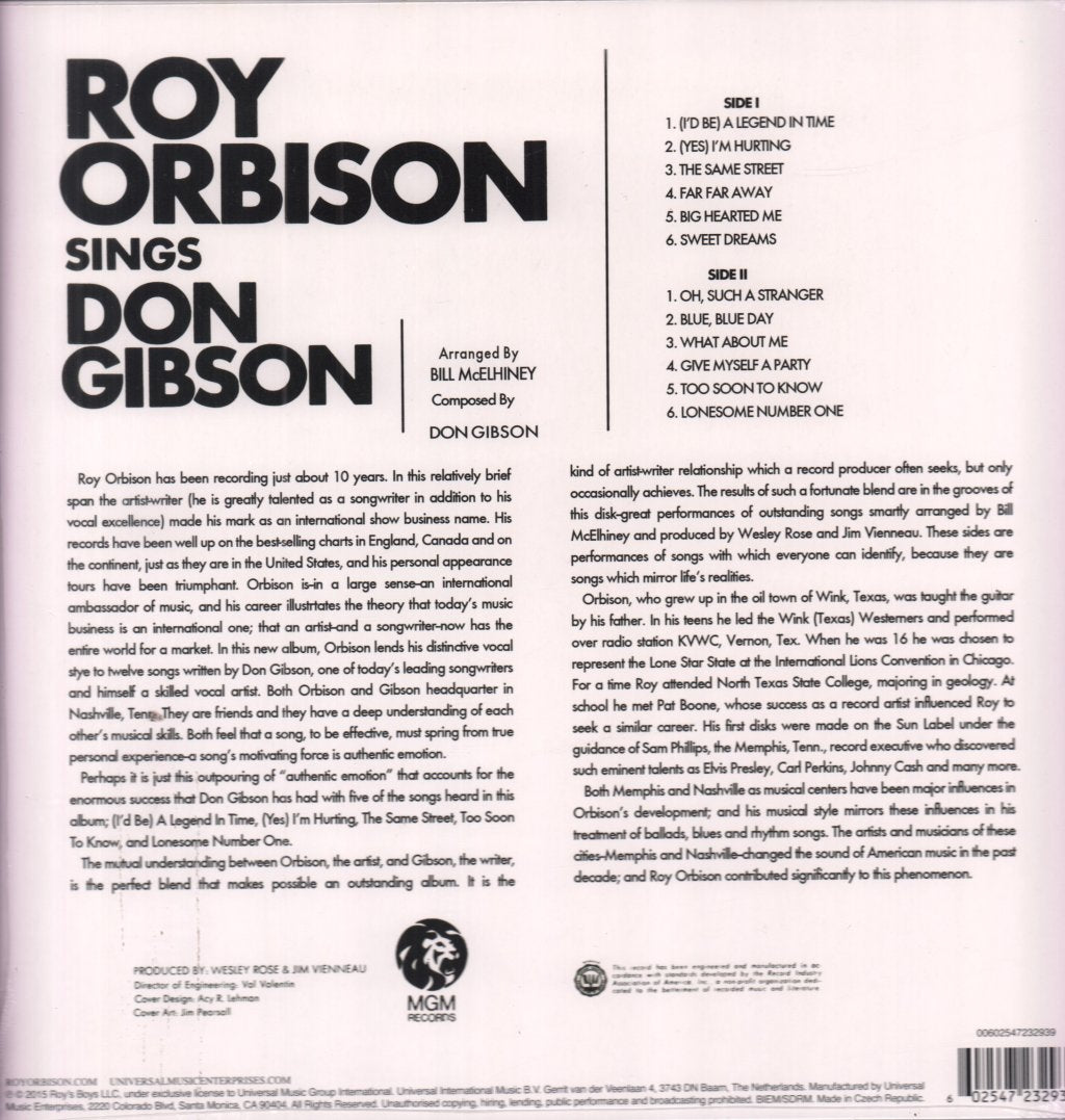 Roy Orbison - Sings Don Gibson - Lp