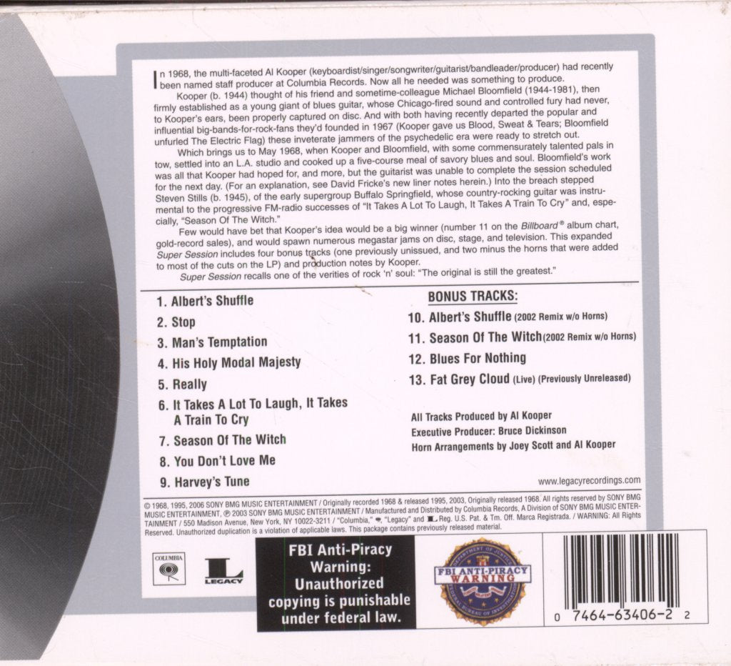 Bloomfield Kooper Stills - Super Session - Cd