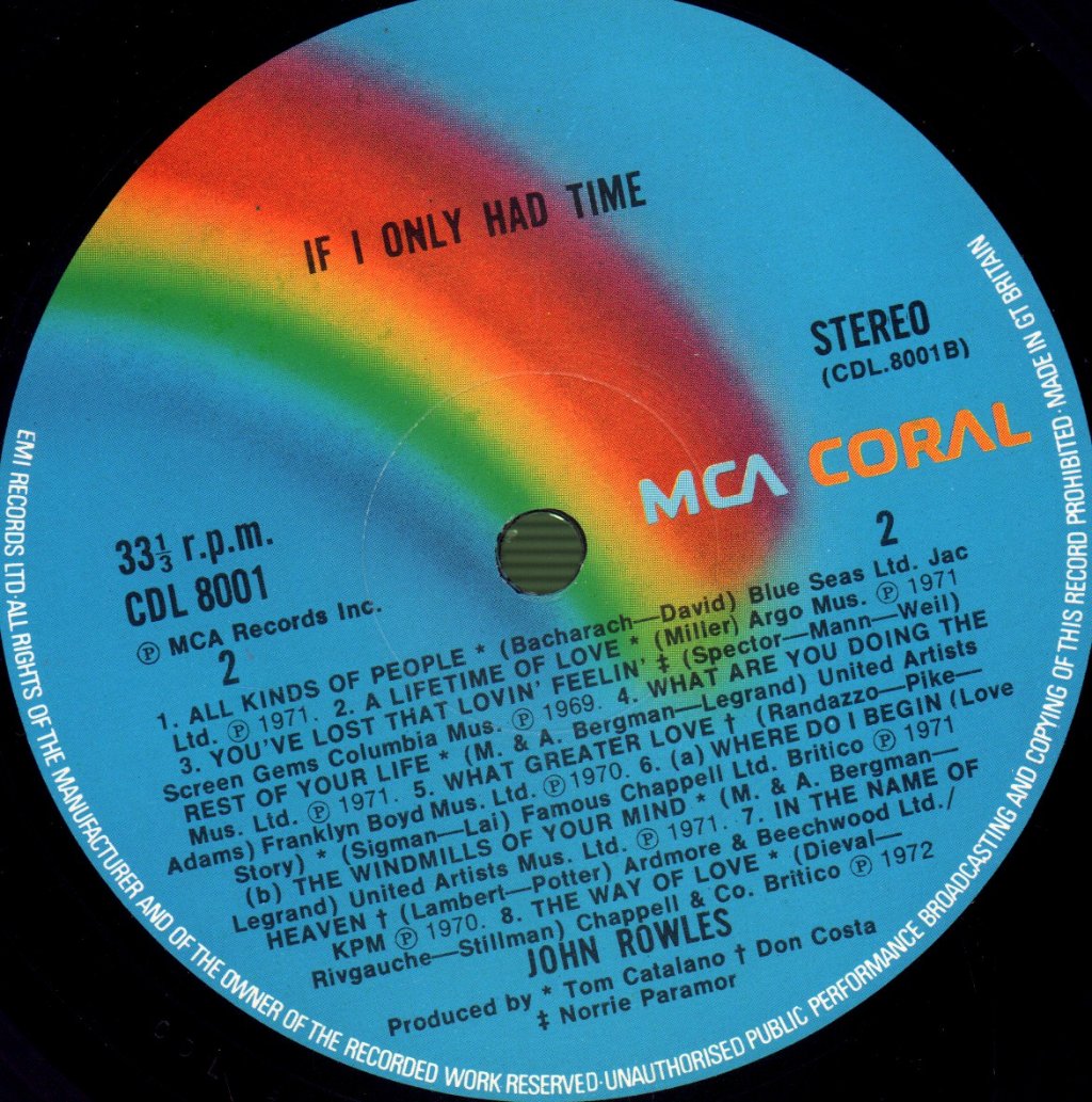 John Rowles - If I Only Had Time - Lp