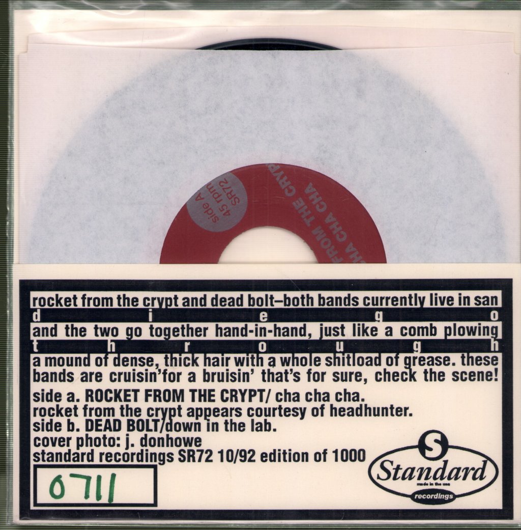 Rocket From The Crypt / Dead Bolt - Smells Like Grease For Peace - 7 Inch