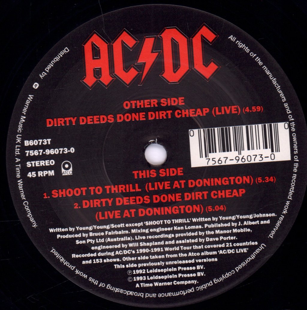 AC/DC - Dirty Deeds Done Dirt Cheap - 12 Inch