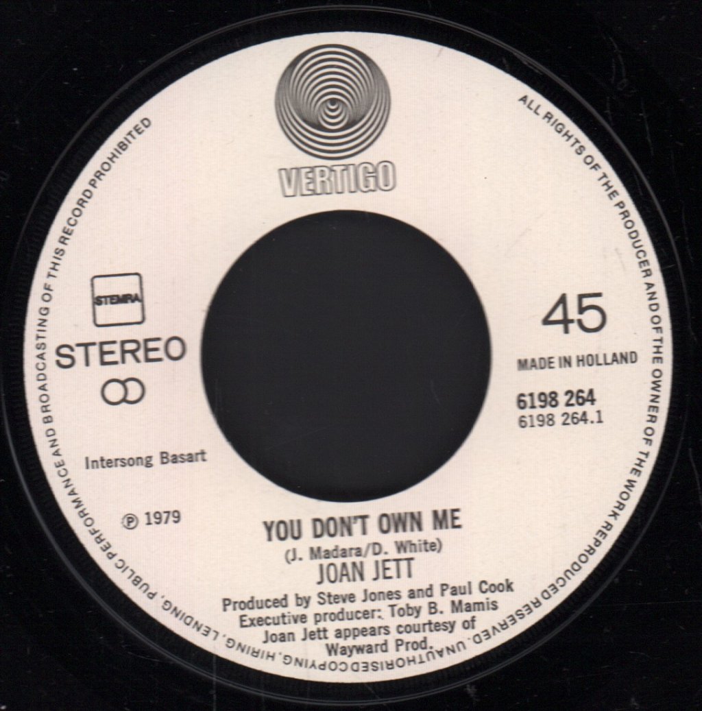 Joan Jett - You Don't Own Me / I Love Rock'n Roll - 7 Inch