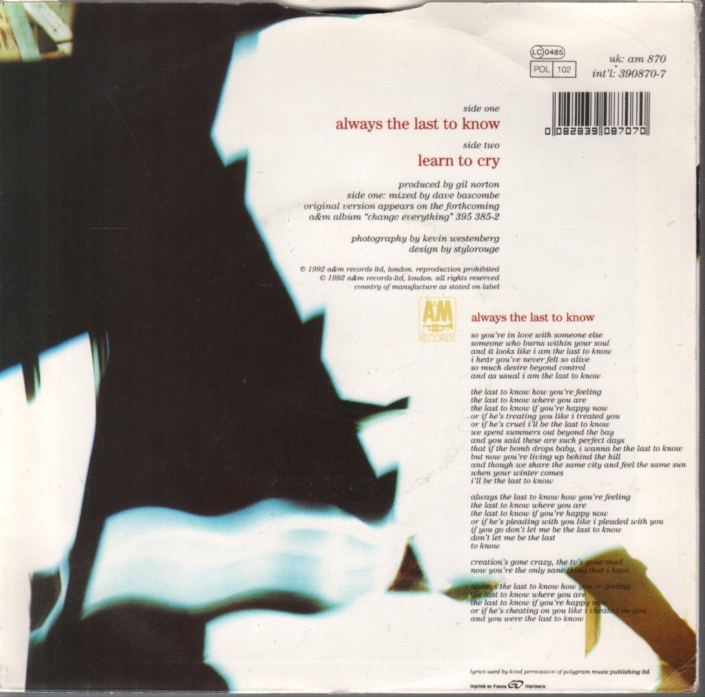 Del Amitri - Always The Last To Know - 7 Inch