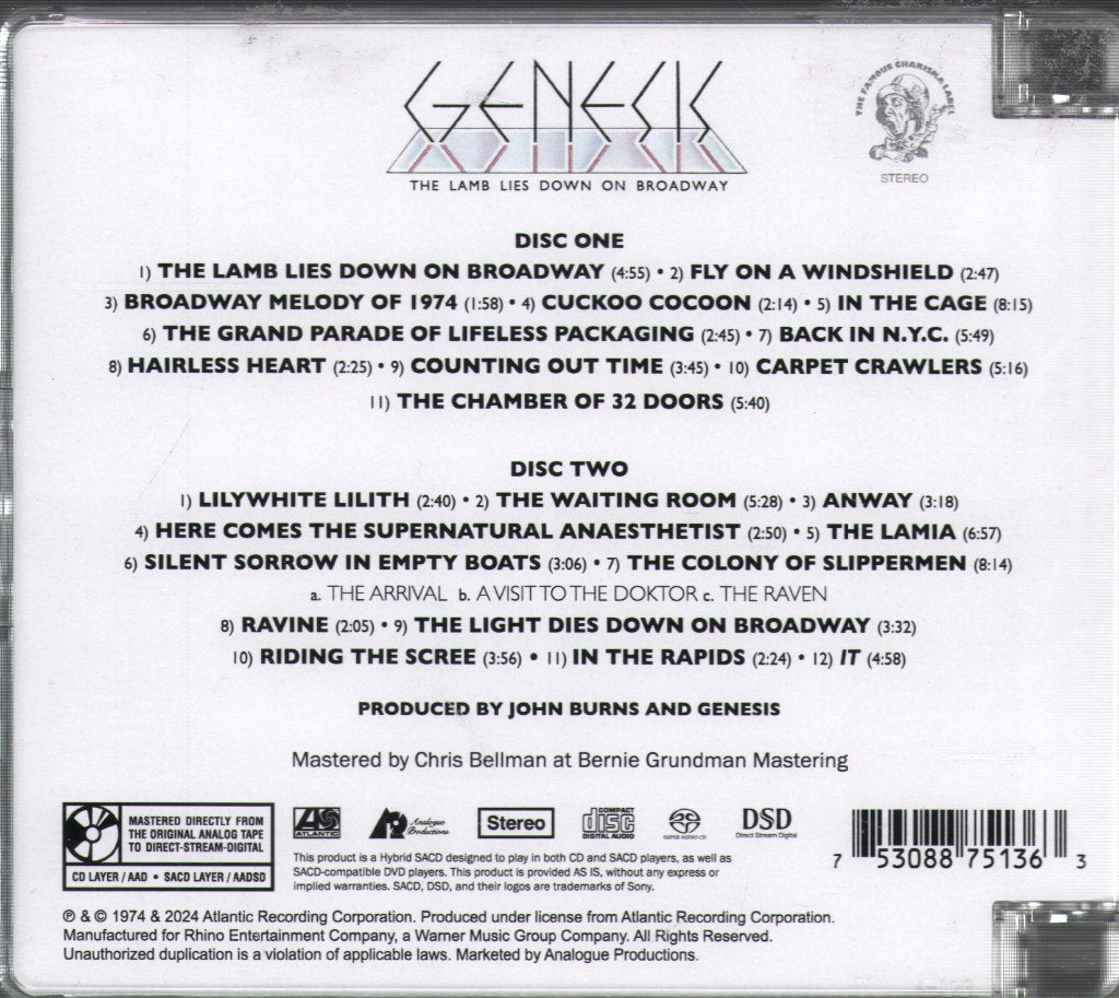 Genesis - Lamb Lies Down On Broadway - Double Cd