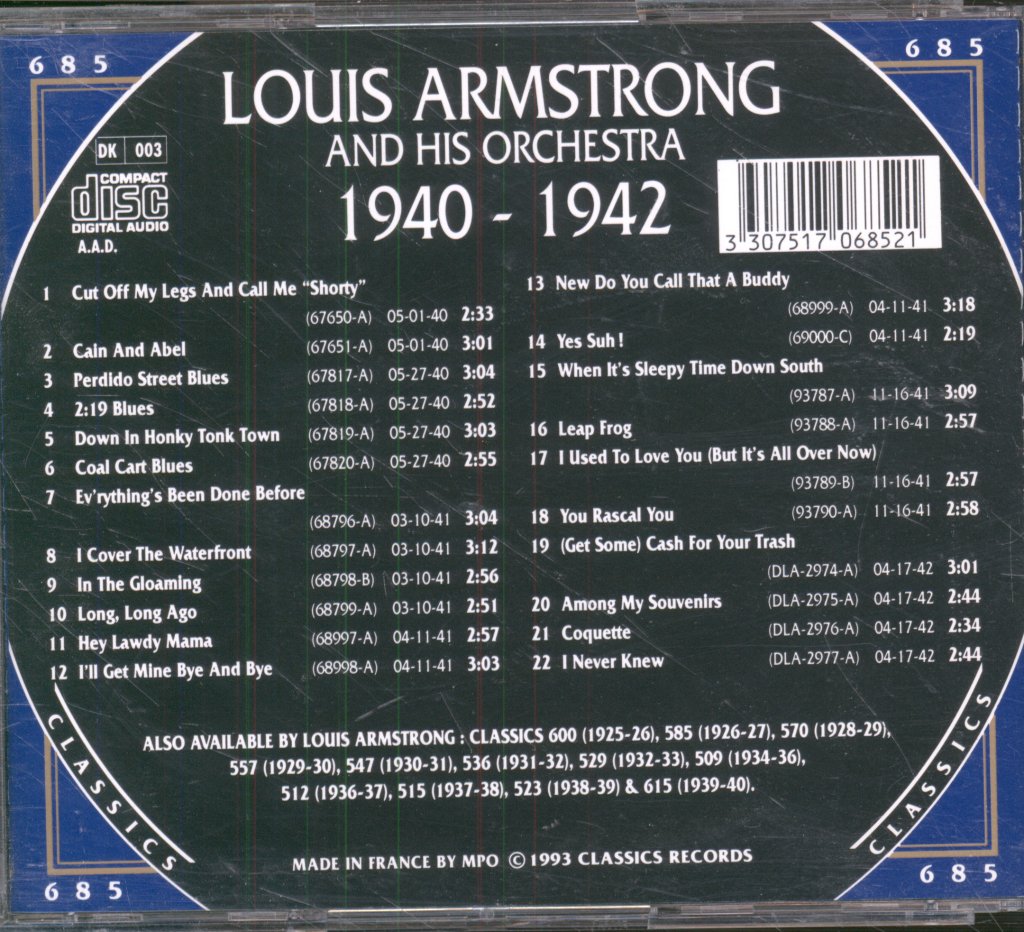 Louis Armstrong And His Orchestra - 1940-1942 - Cd