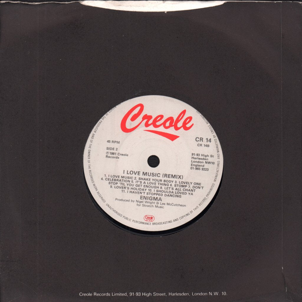 Enigma (80'S Group) - I Love Music - 7 Inch