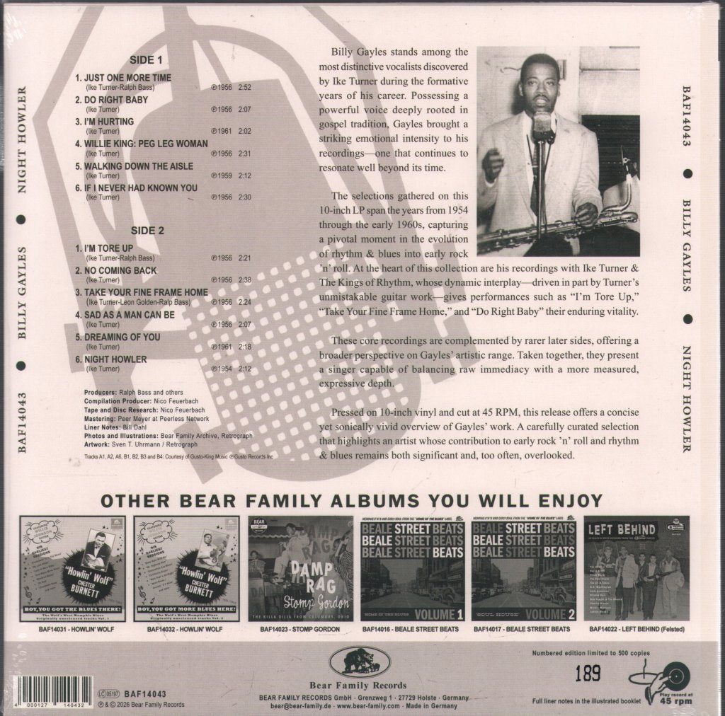 Billy Gayles - Night Howler - 10 Inch
