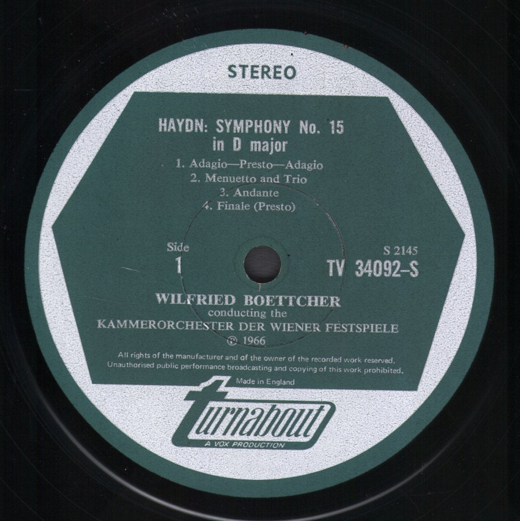 Wilfried Boettcher / Kammerorchester Der Wiener - Haydn Symphonies Nos.15 / 16 / 17 - Lp