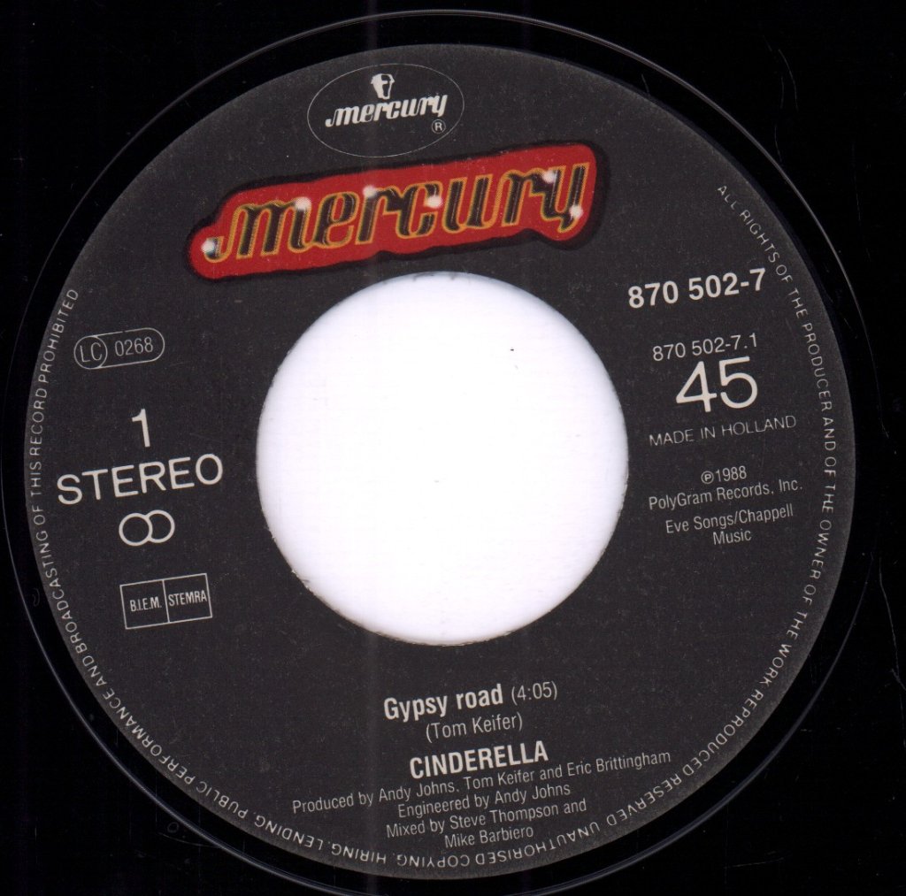Cinderella - Gypsy Road - 7 Inch