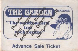 Sutherland Brothers And Quiver - Garedn, Penzanze 22Nd August - Ticket