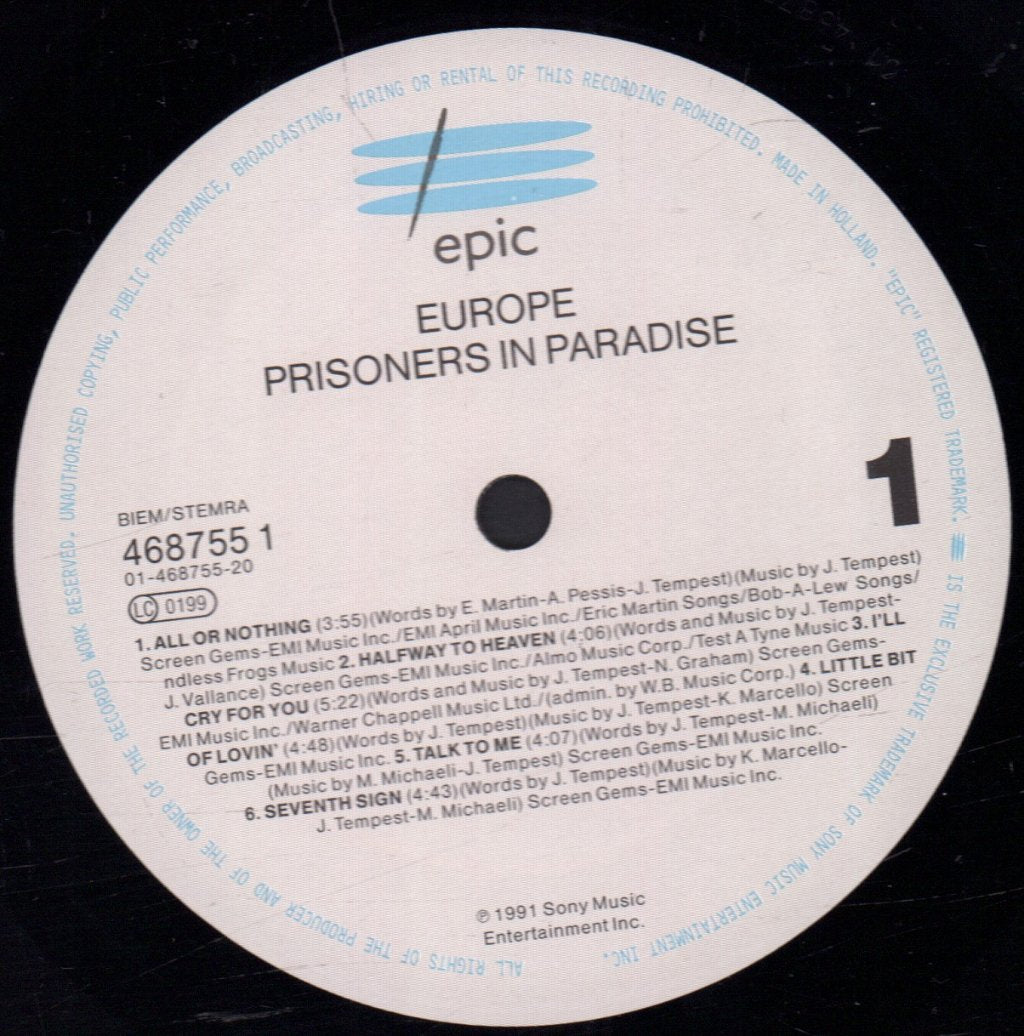 Europe - Prisoners In Paradise - Lp
