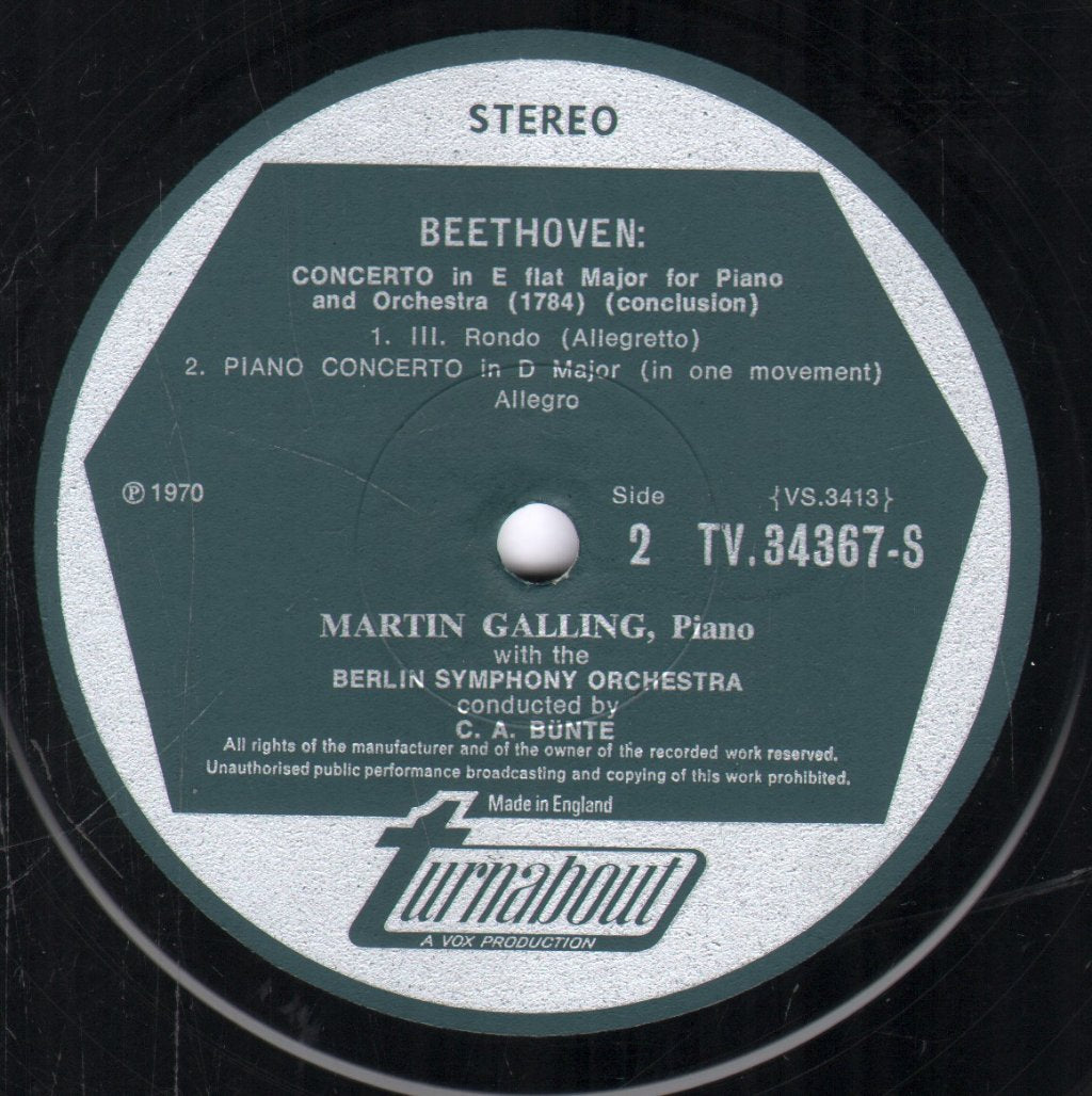 Martin Galling / Berlin Symphony Orchestra / C.A. Bunte - Young Beethoven - Lp
