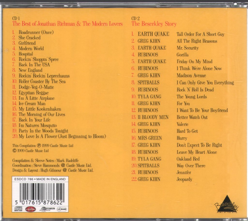 Jonathan Richman & The Modern Lovers - Home Of The Hits / The Beserkley Story - Double Cd