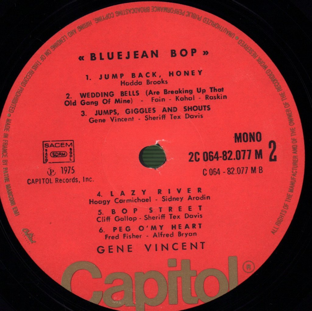 Gene Vincent And His Blue Caps - Bluejean Bop - Lp
