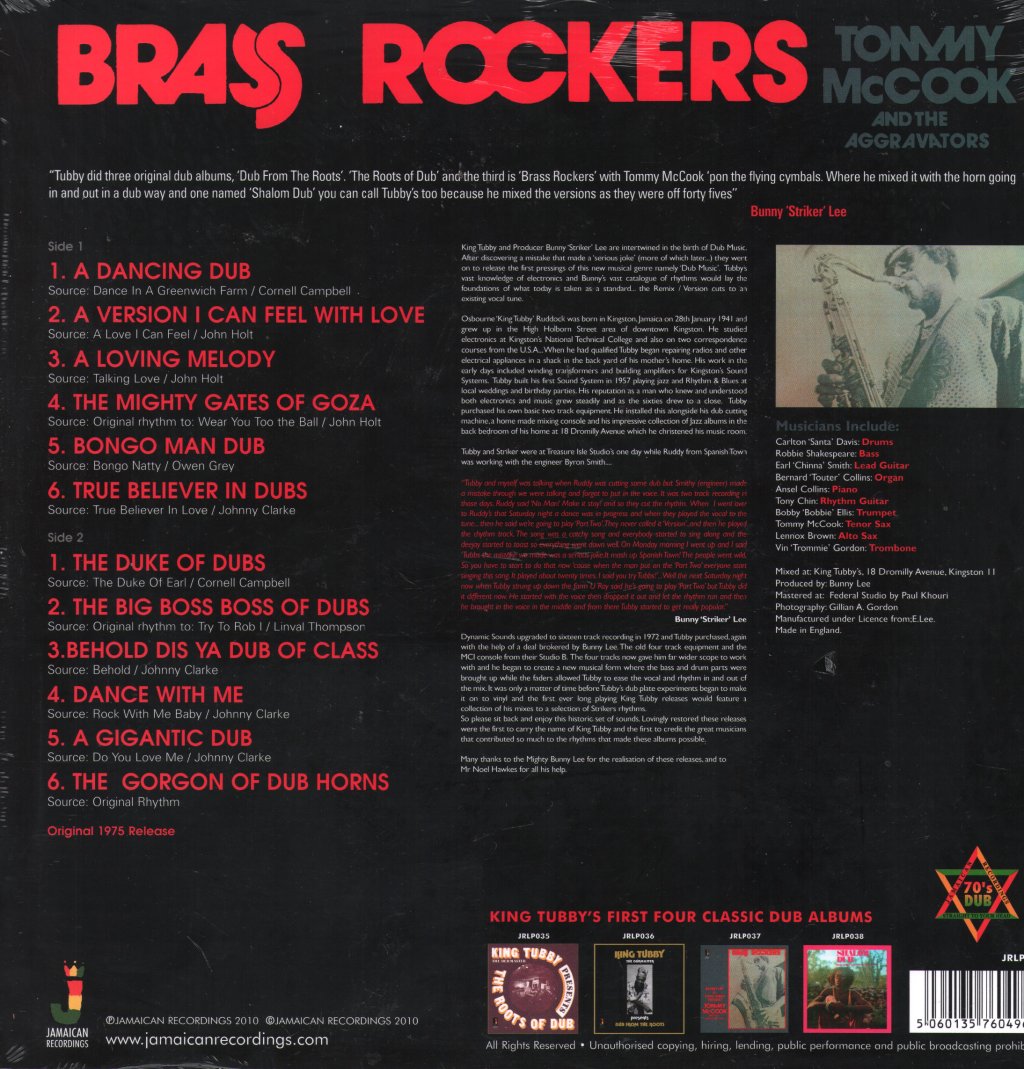 Bunny Lee & King Tubby - Brass Rockers - Lp