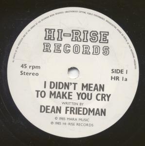Dean Friedman - I Didn't Mean To Make You Cry - 7 Inch